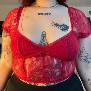 urban outfitters red lace corset top